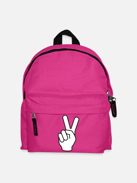 Hand des Friedens V Zeichen zwei Finger hoch - Kinder Rucksack - Fuchsia