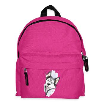 Peekaboo Siberian Husky 🐺🐾 - Kids' Backpack - fuchsia - Front