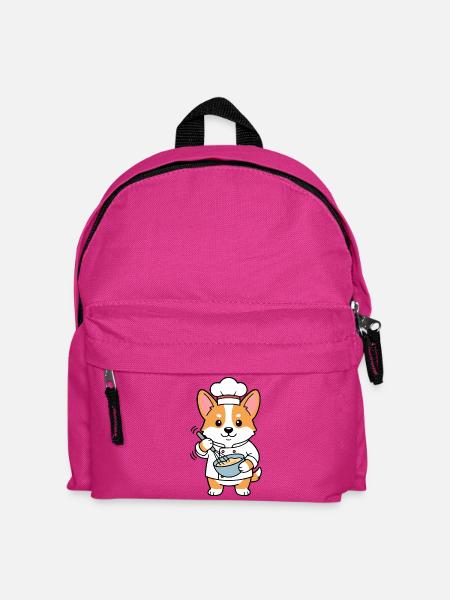 Süßer Corgi-Koch Koch lustiger Hund Bäckerküche - Kinder Rucksack - Fuchsia