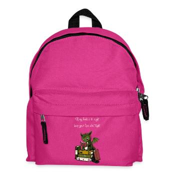 Drachenleser im Bücherstapel - Kinder Rucksack - Fuchsia - Vorne