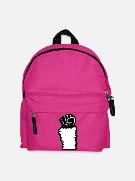Llama Fist Stretching Up Hairy Monkey Rebellion Hand - Kids' Backpack - fuchsia