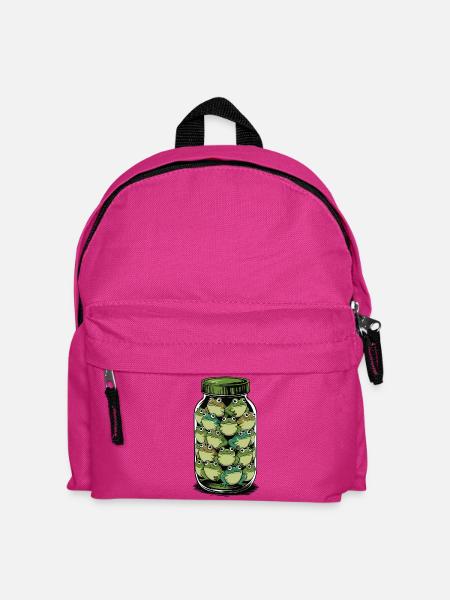 Froschglas: Verspielter Amphibienstapel - Kinder Rucksack - Fuchsia