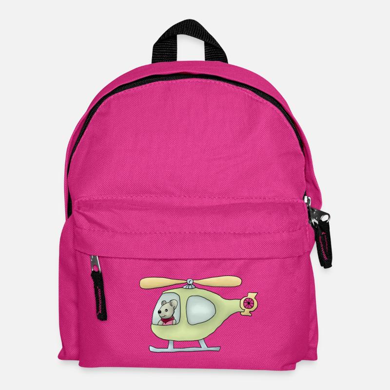 Maus im Hubschrauber - Kinder Rucksack - Fuchsia