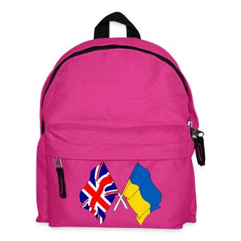 Flagge von England und Flagge Ukraine - Kinder Rucksack - Fuchsia - Vorne