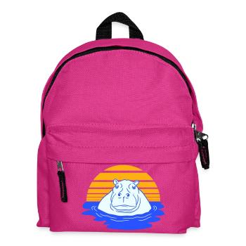 Hippopotamus Swimming Water Sun Cute Comic Cartoon - Kids' Backpack - fuchsia - Front