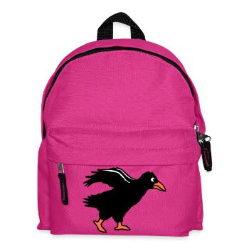 Rabe Vogel geht Krähe schnell rennen laufen lustig - Kinder Rucksack - Fuchsia - Vorne