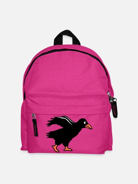 Rabe Vogel geht Krähe schnell rennen laufen lustig - Kinder Rucksack - Fuchsia
