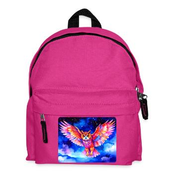 hibou grand-duc coloré devant un ciel étoilé - Sac à dos Enfant - fuchsia - Devant