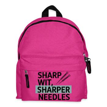 Sharp Wit Sharper Needles Acupuncturist Profession - Kids' Backpack - fuchsia - Front