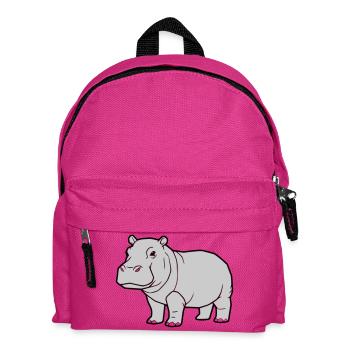 Nilpferd Stehend Comic Tier Zoo - Kinder Rucksack - Fuchsia - Vorne