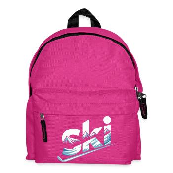 Ski Mountain Panorama Typo Design - Kids' Backpack - fuchsia - Front