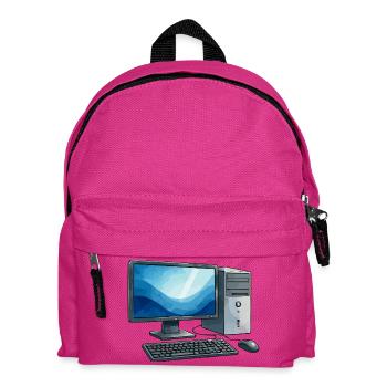 Illustration de station de travail pour PC rétro - Sac à dos Enfant - fuchsia - Devant