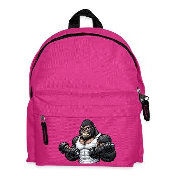 Muskulöser Gorilla beim Bodybuilding - Kinder Rucksack - Fuchsia - Vorne