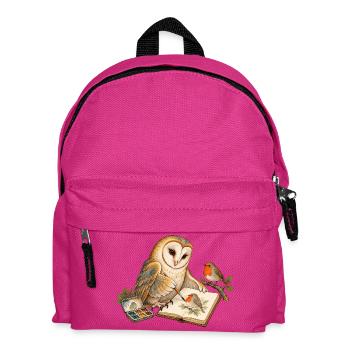 Eule malt ein Rotkehlchen - Kinder Rucksack - Fuchsia - Vorne