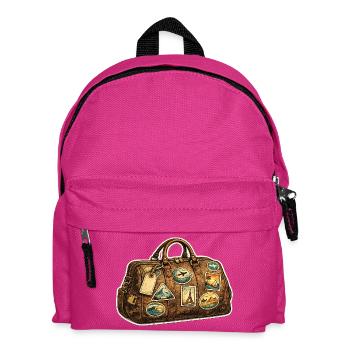 Vintage Travel Suitcase Patch Stickers - Kids' Backpack - fuchsia - Front
