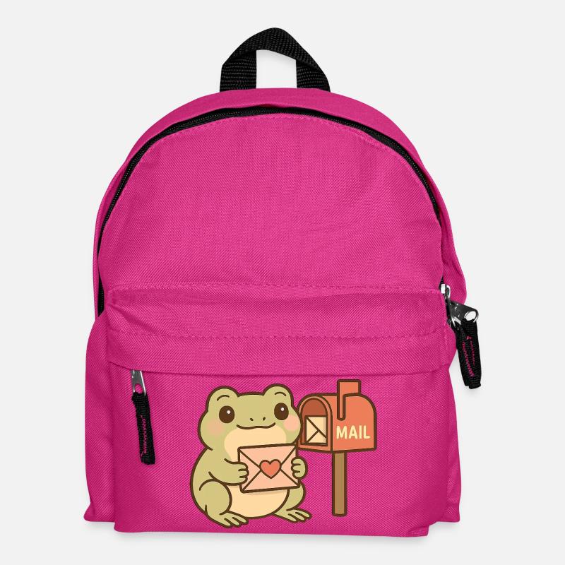 Kawaii Frosch mit Brief – Cute Mail Frog - Kinder Rucksack - Fuchsia