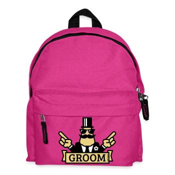 Zeigender Bräutigam (Junggesellenabschied / Junggesellenabschied / 3C) - Kinder Rucksack - Fuchsia - Vorne