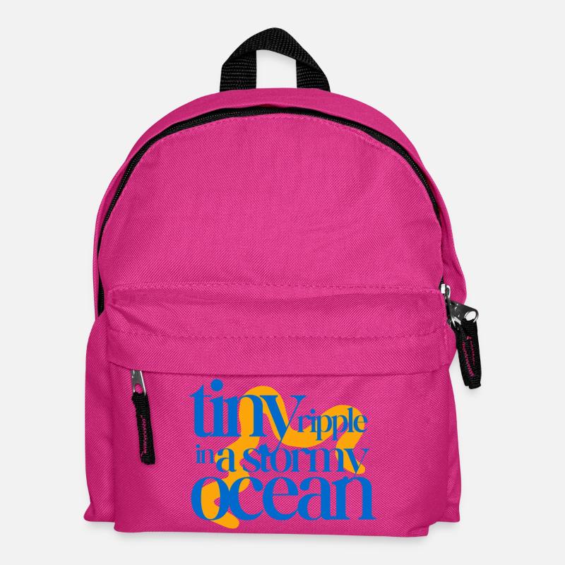 Tiny ripple in a stormy ocean (orange background) - Kids' Backpack - fuchsia