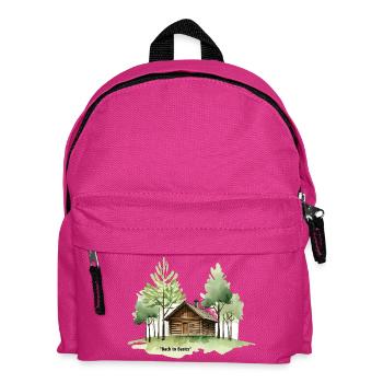 Zurück zu den Basics: Hütte im Wald - Kinder Rucksack - Fuchsia - Vorne