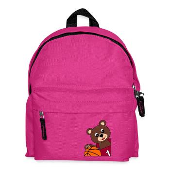 Bär mit Basketball - Basketballmotiv - Kinder Rucksack - Fuchsia - Vorne