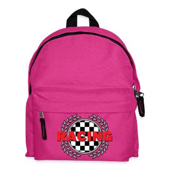 Racing - Checked Flag Laurel Leaves Racing Sport - Kids' Backpack - fuchsia - Front