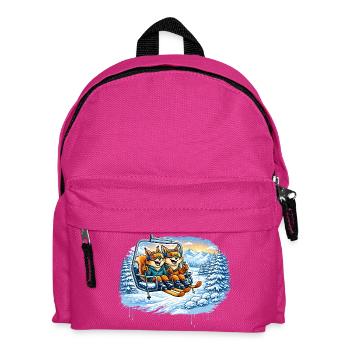 Squirrel & Fox in the Ski Lift – Winter Fun - Kids' Backpack - fuchsia - Front