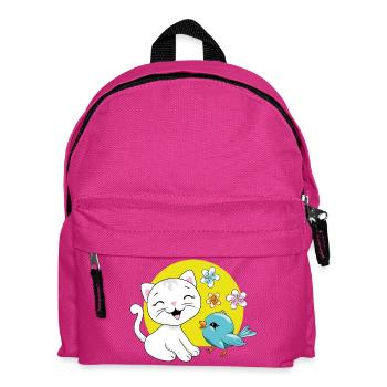 The white kitten and the blue birdie - Kids' Backpack - fuchsia - Front
