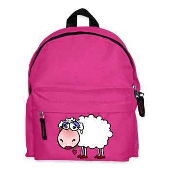 Kuschelschaf mit Herzanhänger - Kinder Rucksack - Fuchsia - Vorne