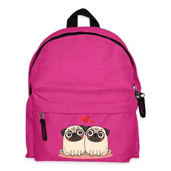Mopspaar Mops - Kinder Rucksack - Fuchsia - Vorne
