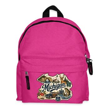 Michigan Great Lakes Vintage-Reiseaufkleber - Kinder Rucksack - Fuchsia - Vorne