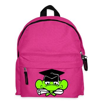 frog graduation high school diploma passed college cute - Kids' Backpack - fuchsia - Front