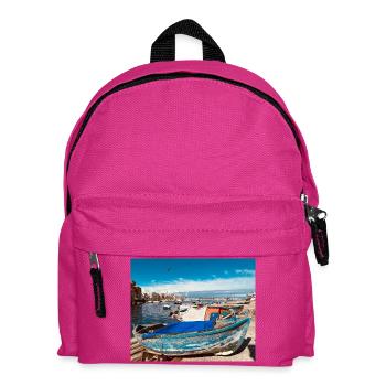 Des bateaux bleus dans le port - Sac à dos Enfant - fuchsia - Devant