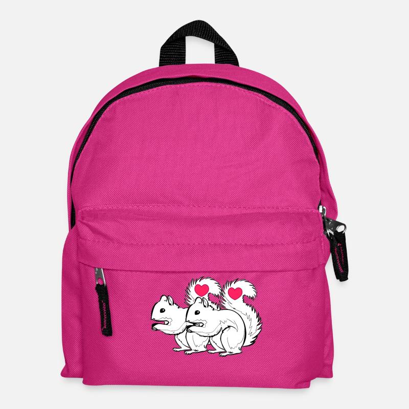 Eichhörnchen Paar Liebe Valentinstag verliebt - Kinder Rucksack - Fuchsia