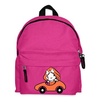 Bird Lady Woman Female Car Driving Duck Duckling - Kids' Backpack - fuchsia - Front