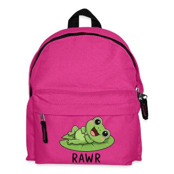Cute cartoon frog with water lily laughing joy - Kids' Backpack - fuchsia - Front
