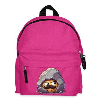 Stein mit Schnurrbart Maskottchen - Kinder Rucksack - Fuchsia - Vorne