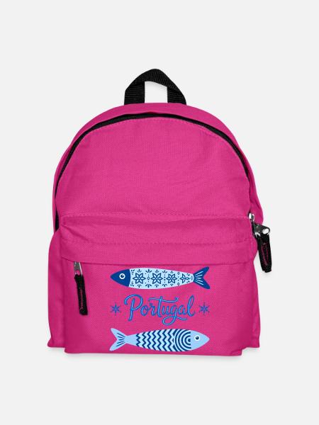 Portugal Blaue Fische - Kinder Rucksack - Fuchsia