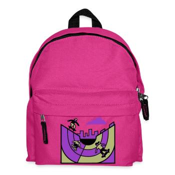 Halfpipe Skatepark Grafik - Kinder Rucksack - Fuchsia - Vorne
