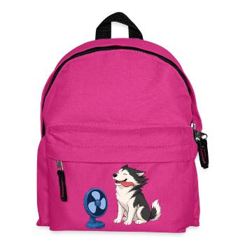 Husky im Gegenwind - Kinder Rucksack - Fuchsia - Vorne
