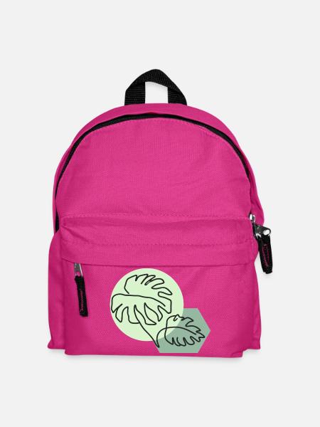 Pastellfarbene Monstera-Blätter im einfachen Linienstil - Kinder Rucksack - Fuchsia