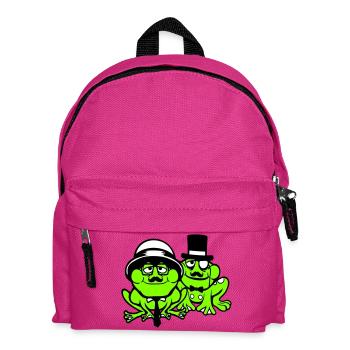 2 Frösche Sir Herren reich Monokel Brille Zylinder - Kinder Rucksack - Fuchsia - Vorne