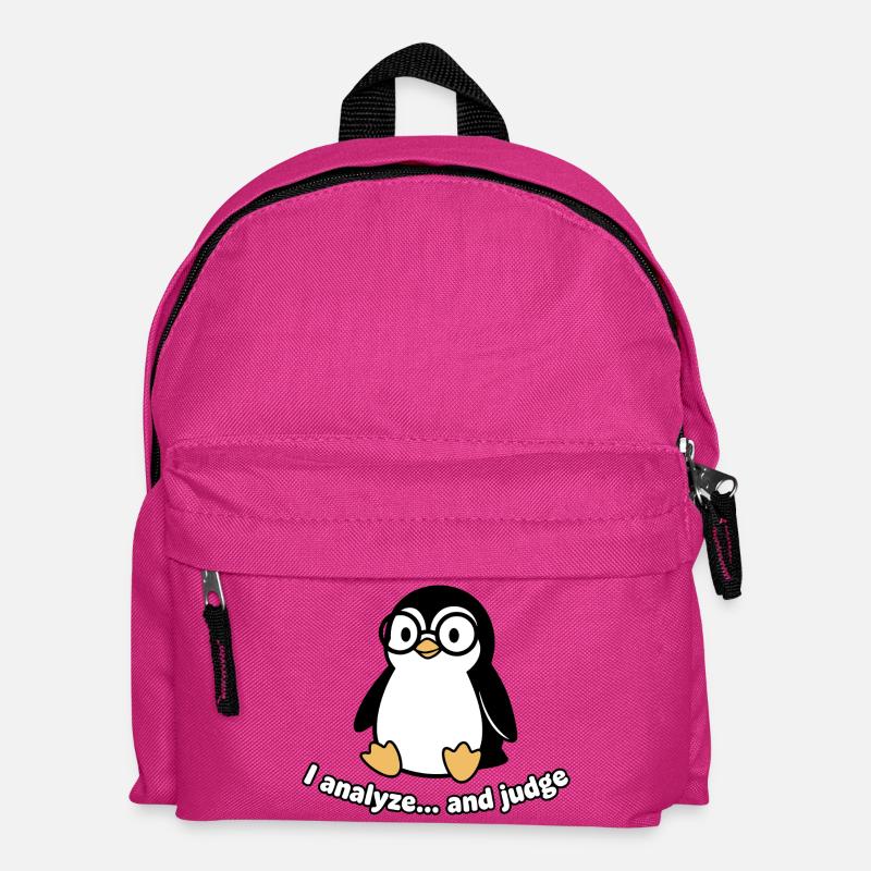 Penguin Thinker with Glasses - Kids' Backpack - fuchsia