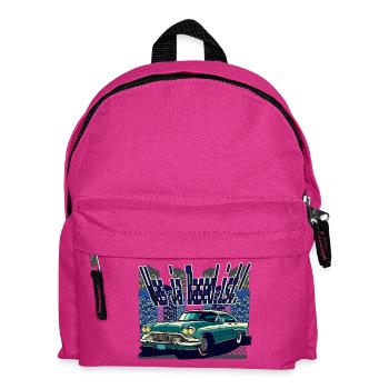 Retro Neon City Car 1950er Stil (Based!) - Kinder Rucksack - Fuchsia - Vorne