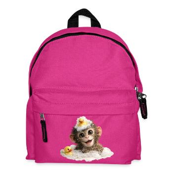 Bathing Time Monkey with Rubber Duck - Kids' Backpack - fuchsia - Front