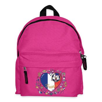 Herz Frankreich Hahn Motiv - Kinder Rucksack - Fuchsia - Vorne