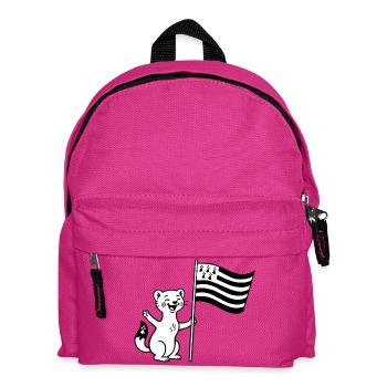 Niedliches bretonisches Hermelin mit Flagge der Bretagne - Kinder Rucksack - Fuchsia - Vorne