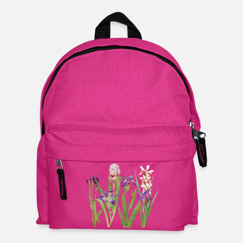 Wilde Iris und Orchidee Botanisches Design - Kinder Rucksack - Fuchsia