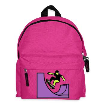 Skateboard Halfpipe Grafik - Kinder Rucksack - Fuchsia - Vorne