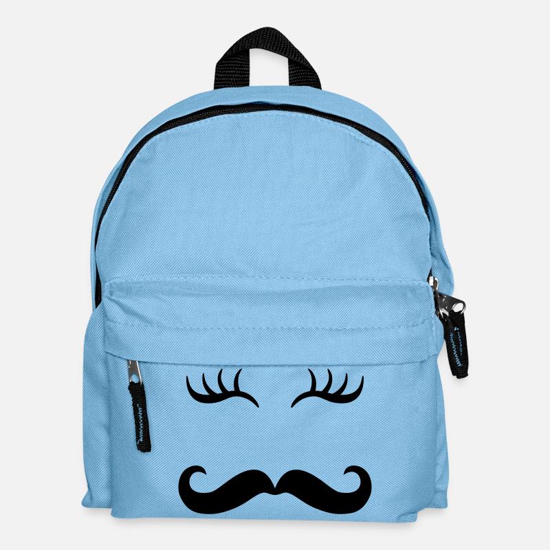 Moustache & eyelashes - Kids' Backpack - light blue