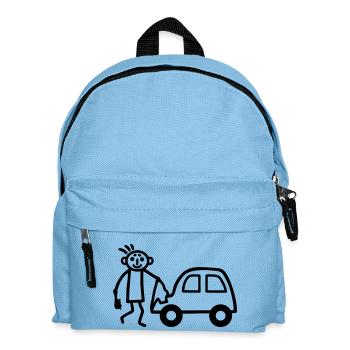 Strichmännchen Autowäsche - Kinder Rucksack - Hellblau - Vorne